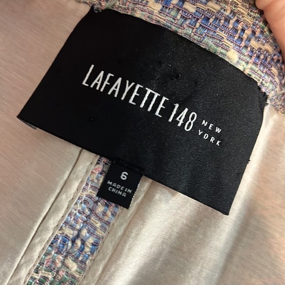 Lafayette 148 Blazer Pastel Rainbow Peplum Lightweight Pockets Textured Size 6 - Picture 7 of 9